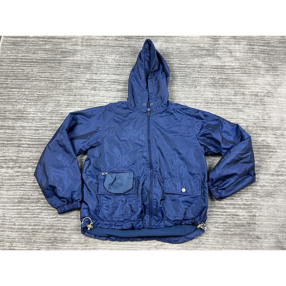 Montana Blues Sport Jacket Mens M Navy Blue Windbreaker Hooded Fleece Lined Zip